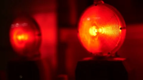 German construction site lights at night Stock Footage 144453222