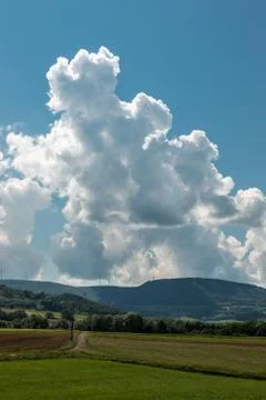 German countryside with forests, fields and meadows Stock Photos
