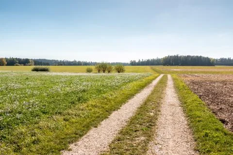German countryside with forests, fields and meadows Stock Photos