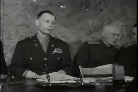 German delegations signs the surrender document - 1945-1946 Stock Footage 93843719