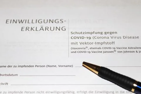 German documents for corona covid-19 vaccination and anamnesis Stock Photos