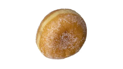German donut spinning around 360 degrees on a white background Stock Footage 140116293