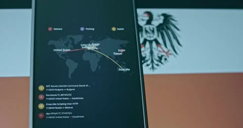 German Empire as source of cyber attacks in alternative reality Stock Footage 310845388