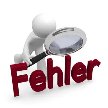 German error search cencept 3d on a white background 스톡 일러스트
