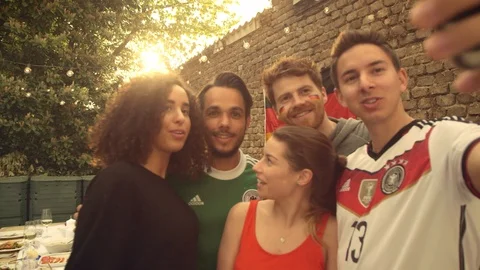 German Fans taking a Selfie Stock Footage 102941983