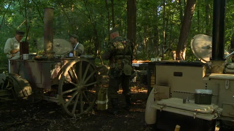German field kitchen coffee WW2 Stock Footage 43115104