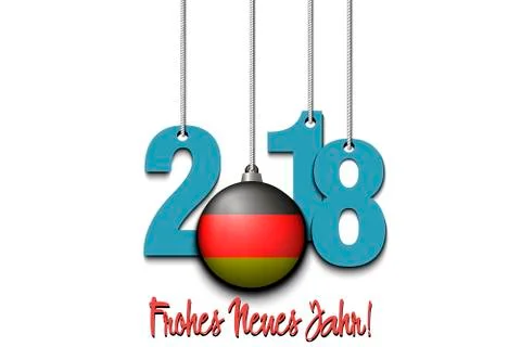 German flag and 2018 hanging on strings 스톡 일러스트