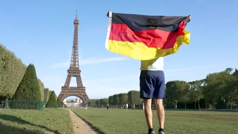 German flag and Eiffel tower Stock Footage 249202234