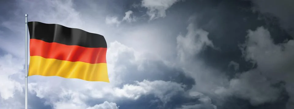 German flag on a cloudy sky Illustrazione stock