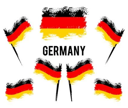 German flag developing in the wind. Germany colorful brush strokes painted Stock Illustration