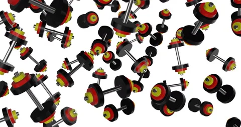 German Flag Dumbbells falling slow motion Stock Footage 237601920