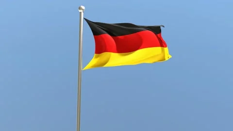 German flag on flagpole. Germany flag fluttering in the wind.	 Stock Footage 168476687