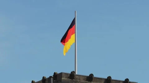 German Flag Flying in the Wind Stock Footage 279396369