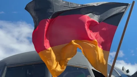 German flag flying in the wind Stock Footage 318682117