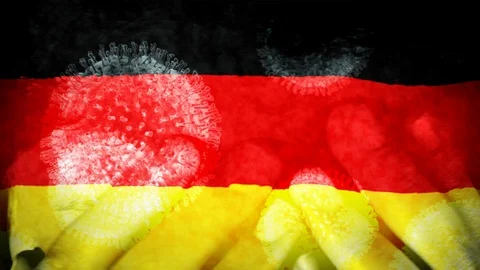 German flag infected with coronavirus, with hands on a teenager's forehead Video stock 126146145