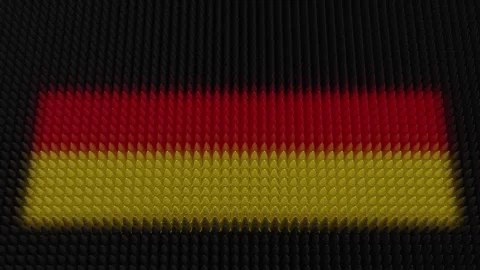 German Flag Light Shining on Scrolling Bullets Stock Footage 253835805