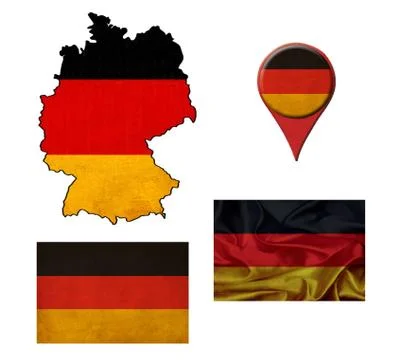 German flag, map and map pointers Illustrazione stock