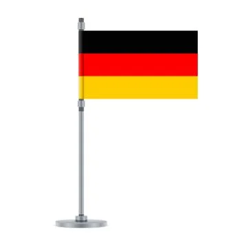 German flag on the metallic pole, vector illustration Stock Illustration