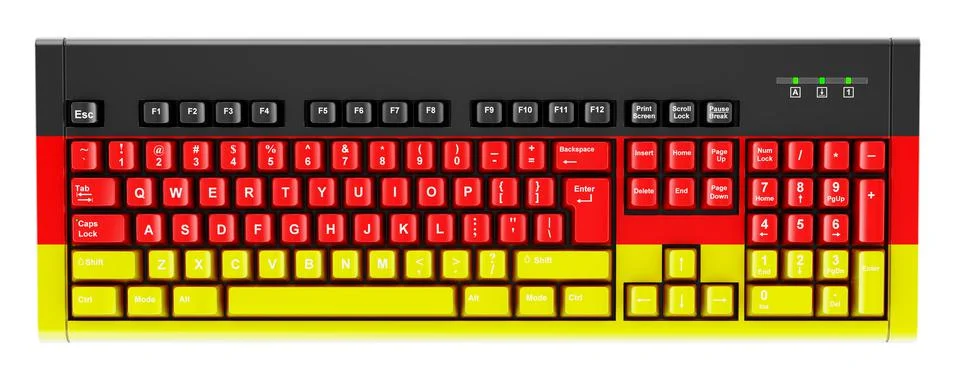 German flag painted on computer keyboard. 3D rendering 스톡 일러스트
