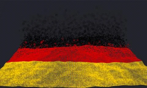 German flag particles background. This digital flag representation consists.. Stock Illustration