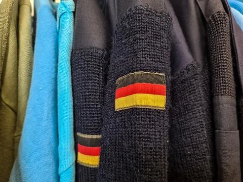 German flag patch on military uniform clothing Fotos de archivo