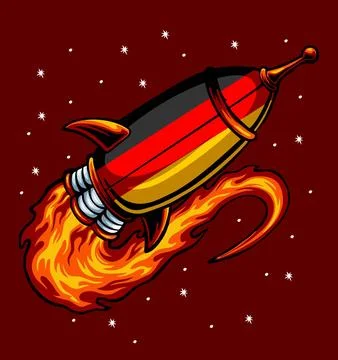 German flag pattern cartoon rocket Stock Illustration