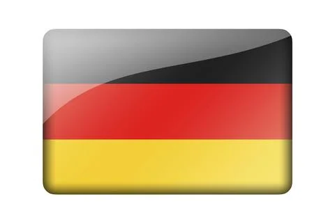 The German flag. Rectangular glossy icon. Isolated on white background Stock Illustration