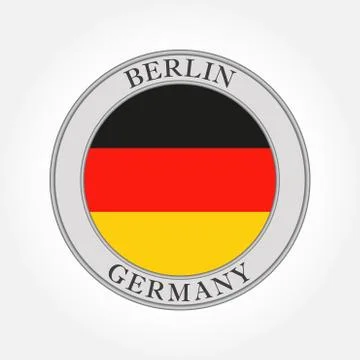 German flag round icon or button. Germany and Berlin circle badge. Vector Stock Illustration