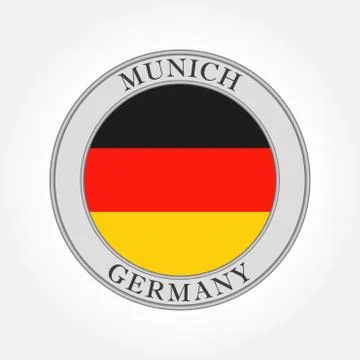 German flag round icon or button. Germany and Munich circle badge. Vector  Stock Illustration