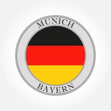 German flag round icon or button. Germany, Bavaria or Bayern and Munich circle Stock Illustration