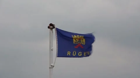 German flag  of Ruegen in the wind Stock Footage 42491334