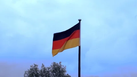 GERMAN FLAG WAVING IN THE AIR Stock Footage 112146423