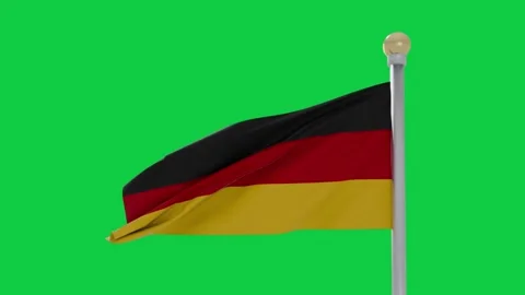 German flag waving, gust starting waves from hoist to fly, folding, settling on 库存影片 337945482