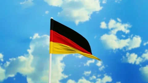 German flag waving in the wind against a sky background 스톡 동영상 281294355