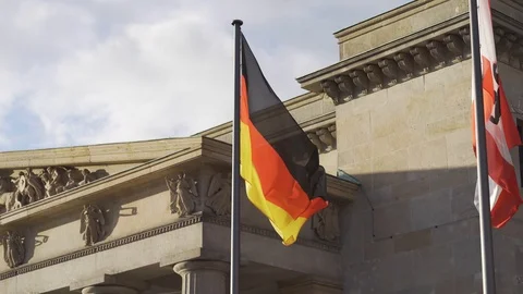 German flag is waving on the wind. Stock Footage 127354906