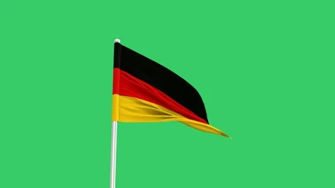 German flag waving in the wind on a green screen background Stock Footage 281293910