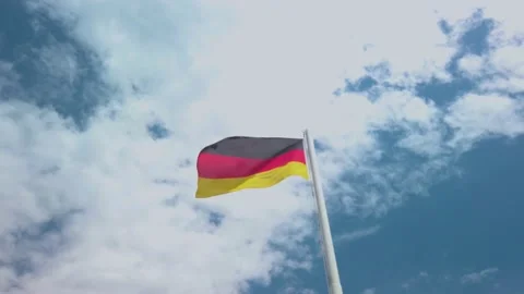 German flag waving in the wind slow motion 4K stock video Video stock 219566323