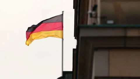 A german flag in the wind 4k video Stock-Footage 164147115