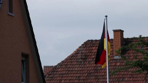 The german flag in the wind Stock Footage 156208888