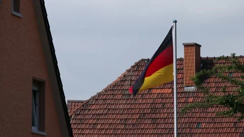 The german flag in the wind Stock Footage 156208978