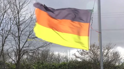 German flag in the wind Stock Footage 170615098