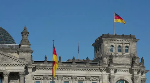 German flags on Reichstag Berlin Stock Footage 25796204