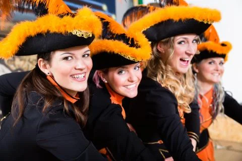 German folklore group dancing in Carnival Fasching on Rose Monda Stock Photos