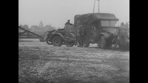 German forces advance over the Albert Canal in Belgium, dead Belgian soldiers Stock Footage 103378163