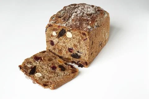 German fruit bread on white Stock Photos