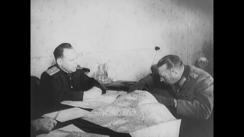 German general explains attempted defence of Berlin, corpses of the Goebbels Stock Footage 103382855
