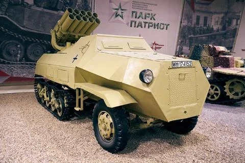 German half-track multiple launch rocket system Panzerwerfer 42 Stock Photos