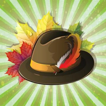 German hat with maple leaves Stock Illustration