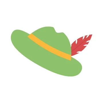German hat with red feather on white background Stock Illustration
