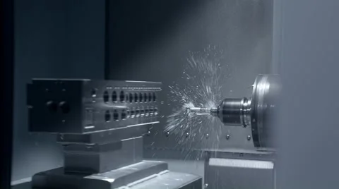 German High End CNC Milling Machine Workshop 4K Stock Footage 340506164